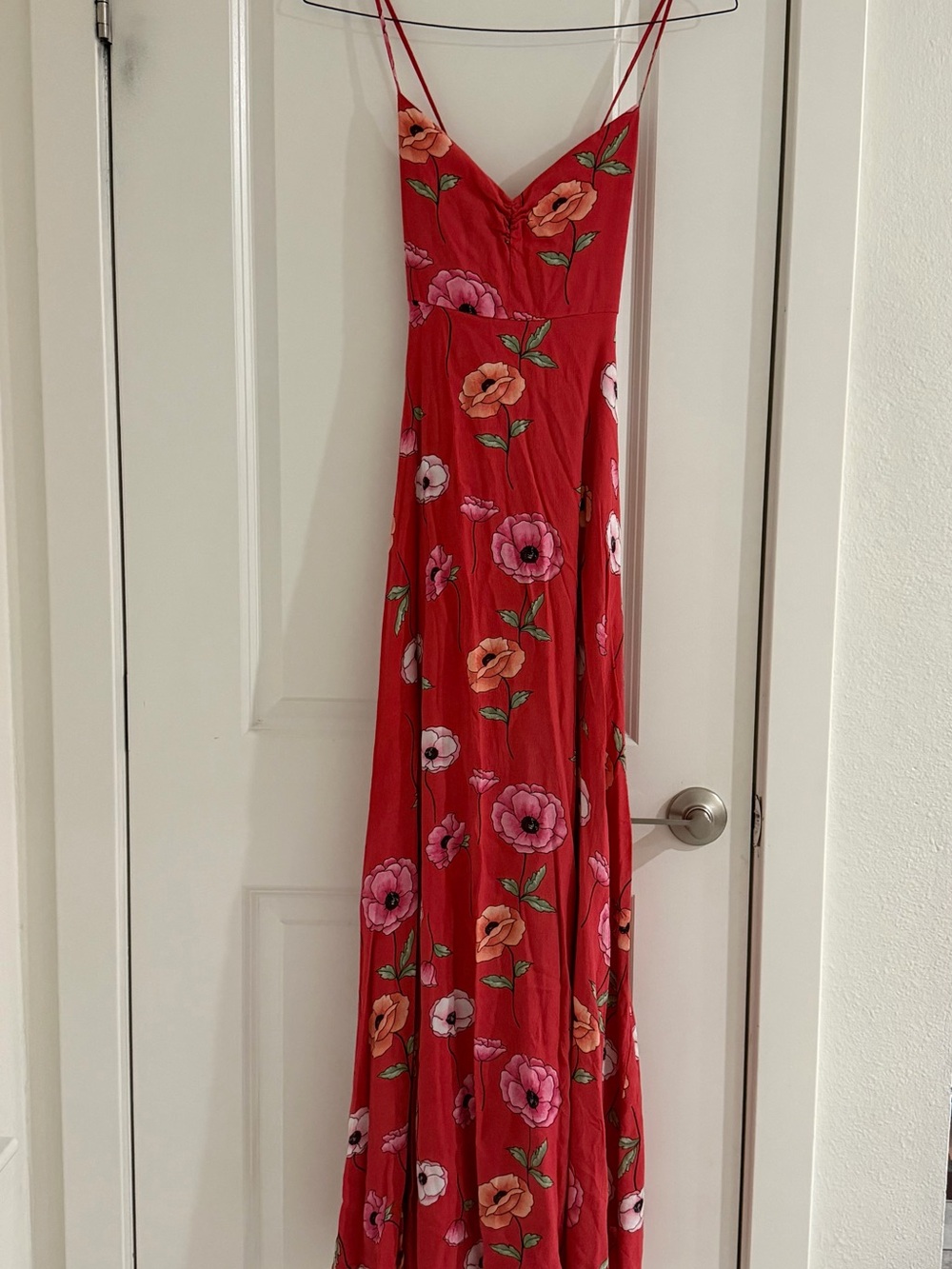 Forever 21 Red Floral Maxi Dress with Spaghetti Straps